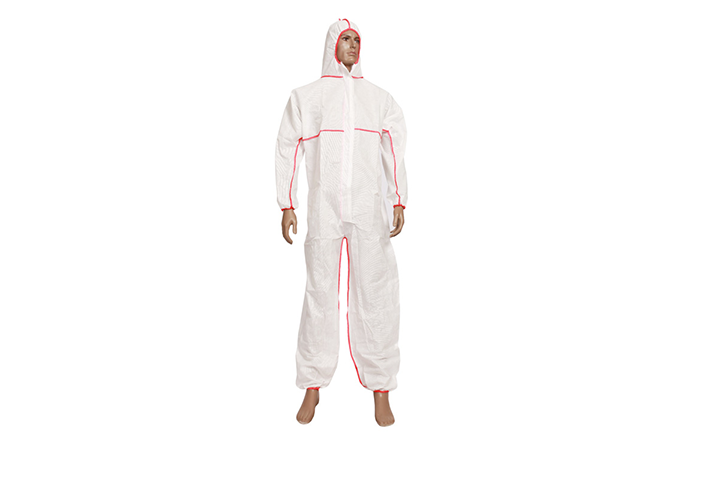 COVERALL WITH HOOD, BOUND SEAM